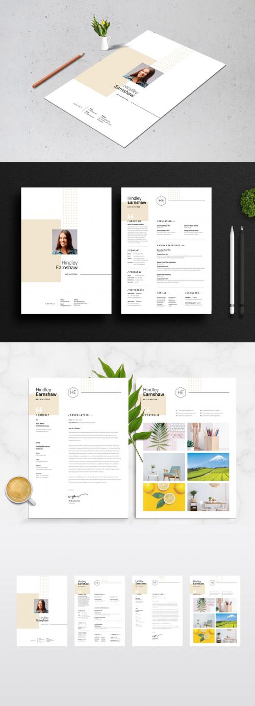 Clean and Simple Resume Layout with Golden Accents - 382168921
