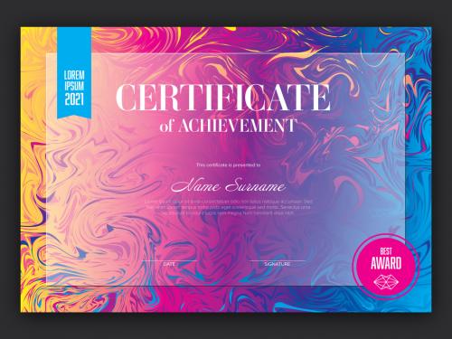 Modern Certificate Layout with Vivid Colors - 382180891