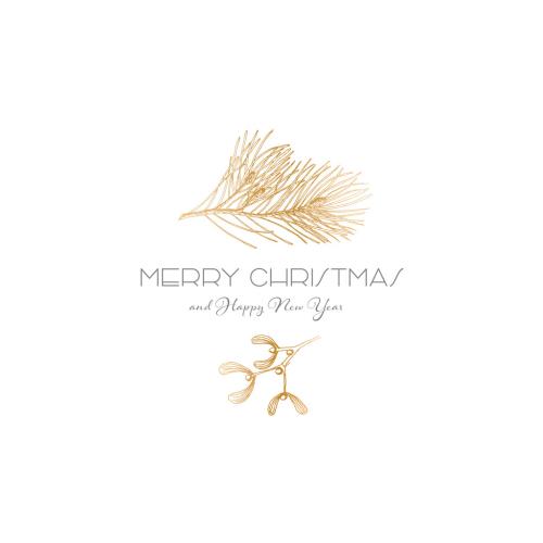 Hand Drawn Minimalist Christmas Card Layout - 382180969