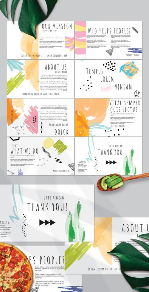 Presentation Deck Layout with Bright Strokes for Universal Fundraiser Event - 382213338