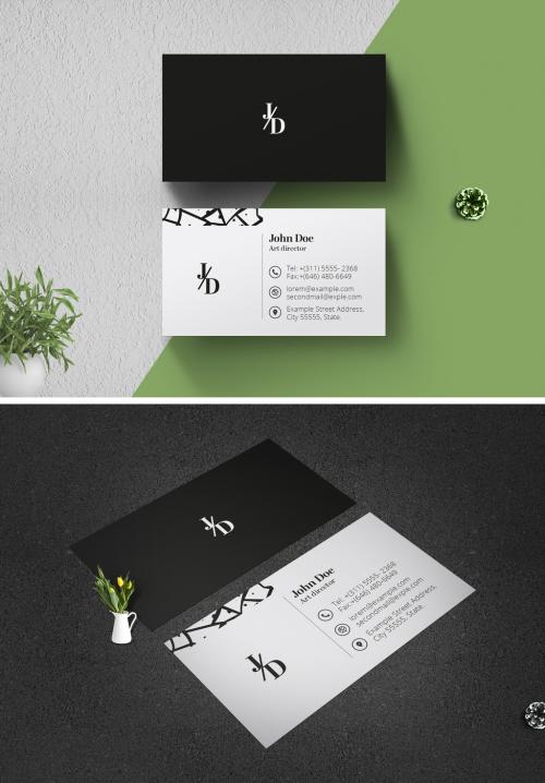 Black and White Business Card Layout - 382233568