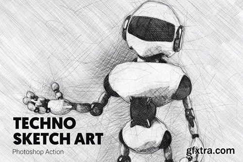 Techno Sketch Art Photoshop Action AA9LELP