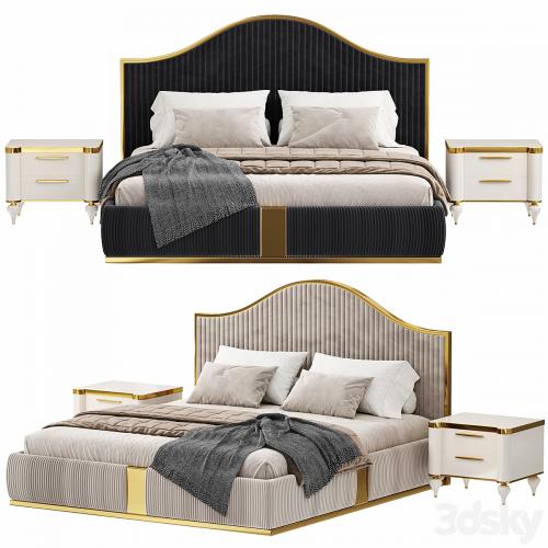 Modern Italian golden luxury bed by Lamoderno