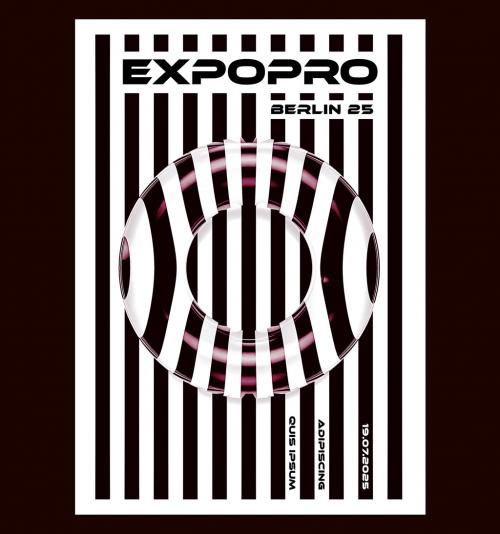 Abstract Black and White Striped Event Poster Layout  - 382432575