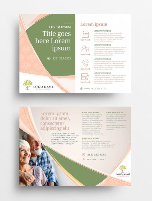 Charity Non Profit Flyer Layout with Soft Sweeping Lines - 382443241