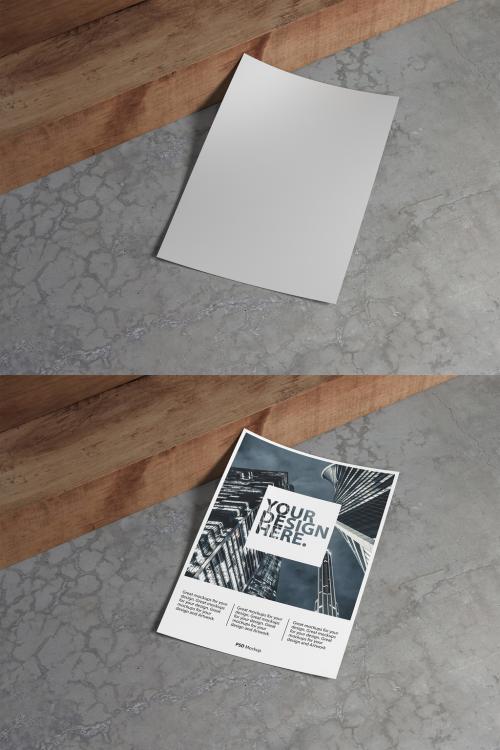 Paper Lying on Concrete Floor Mockup - 382486268