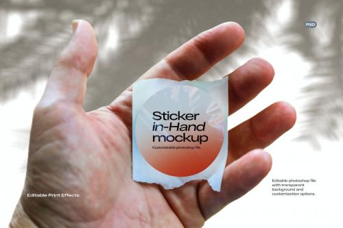 Sticker Mockup Hand 01