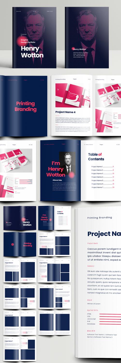 Red and Blue Portfolio Layout - 383102558