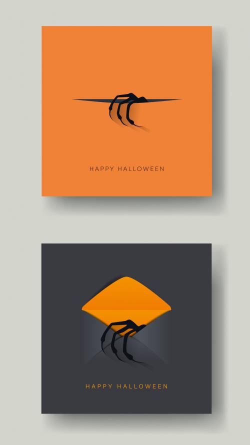 2 Halloween Cards with Monster Hands - 383106377