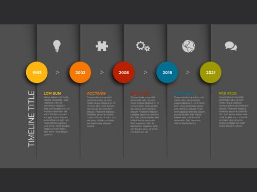 Minimalistic Timeline Layout with Circle Icons on Dark Paper Folds - 383130715