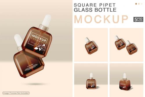 Square Pipet Glass Bottle - Mockup