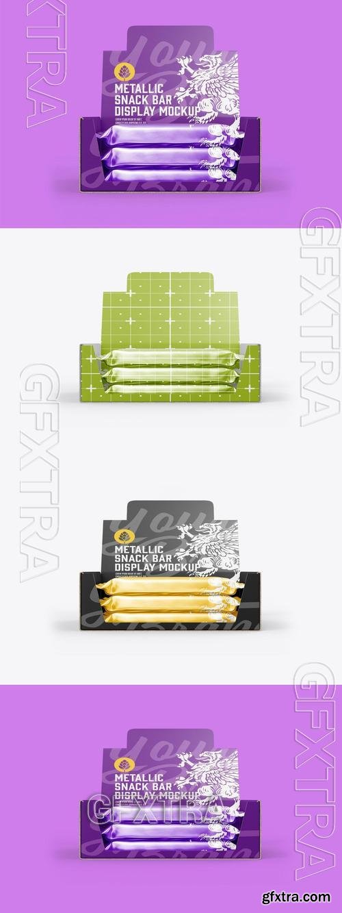 Metallic Snack Bars Display Box Mockup NX9Q9EL