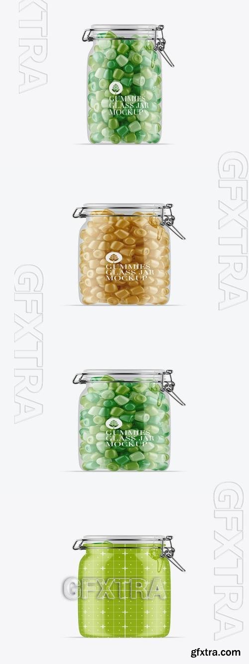 Glass Jar with Gummies Mockup UXZVWK7