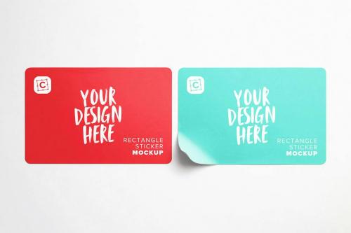 2 Rectangle Stickers Mockup