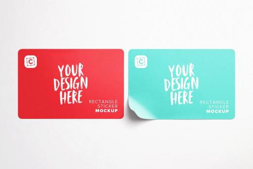 2 Rectangle Stickers Mockup