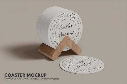 Coaster Mockup with Coaster holder