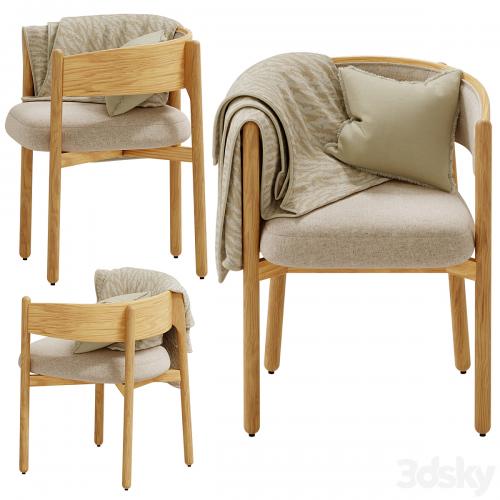 Dining chair in hevea and cotton, Natesse