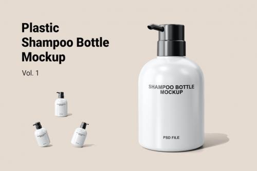Plastic Shampoo Bottle Mockup Vol.1