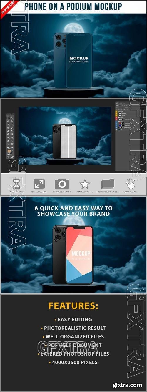 Phone on a Podium Mockup TTC3ZDE