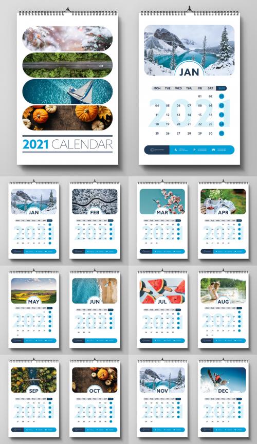 2021 Wall Calendar Layout - 383331429