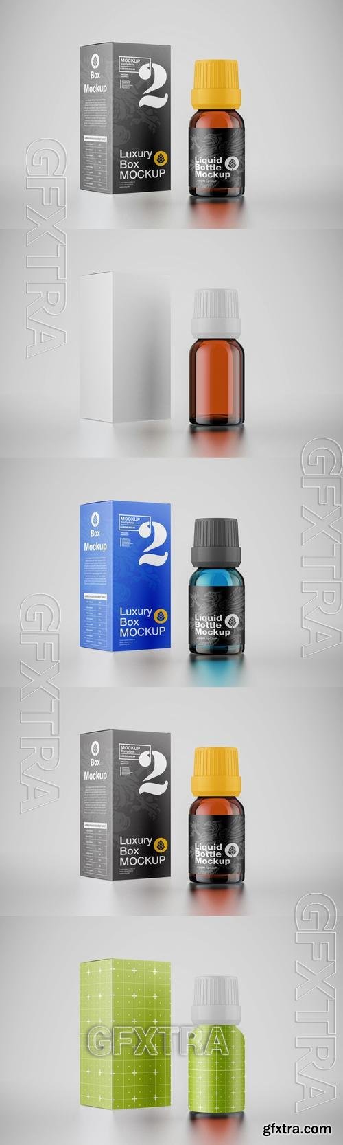 Amber Glass Medicine Bottle With Box Mockup ZPH8L6E