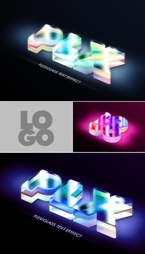 Semi Transparent Plexiglass Text Effect Mockup - 383360961