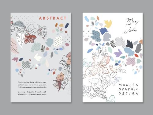 Posters Layouts with Flowers and Leaves - 383375483