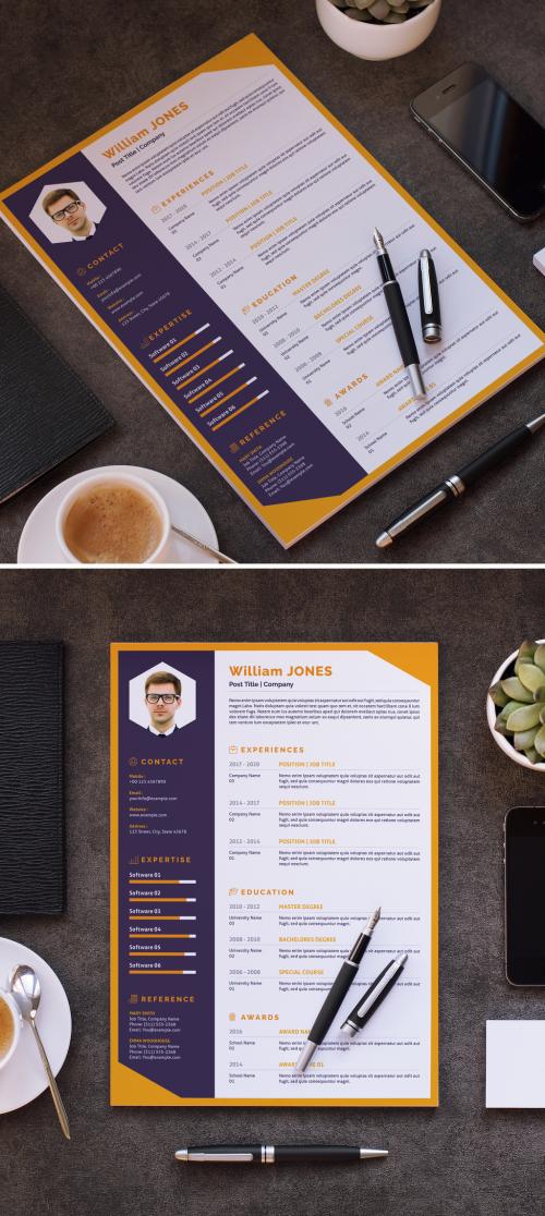 Resume Layout with Yellow Accents - 383380472