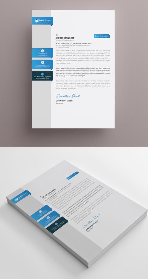 Blue Creative Letterhead Layout - 383387563