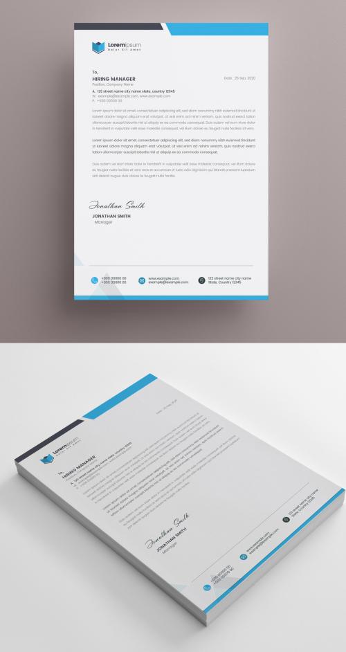 Blue and White Letterhead - 383389258