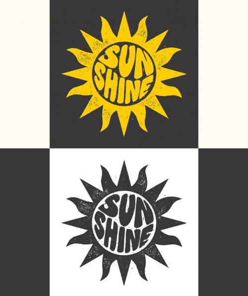 Grunge Sun Typography Logo Design Layout  - 383619403
