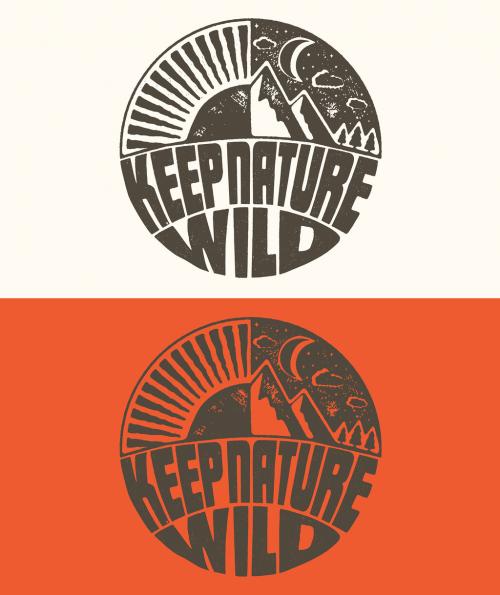 Vintage Grunge Typography Wild Nature Logo Design Layout - 383619436