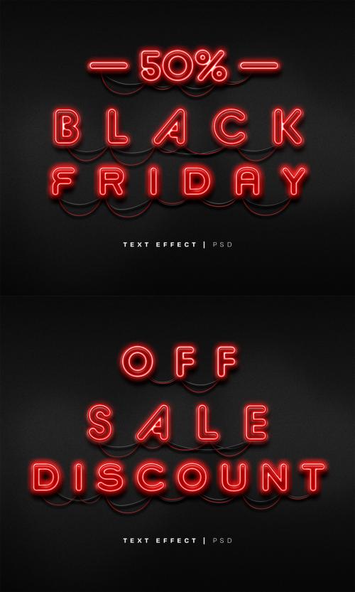 Black Friday Neon Text Effect Mockup - 383930639