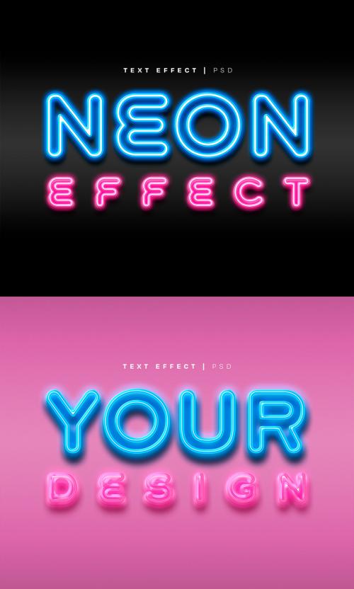 Neon Text Effect Mockup - 383931329