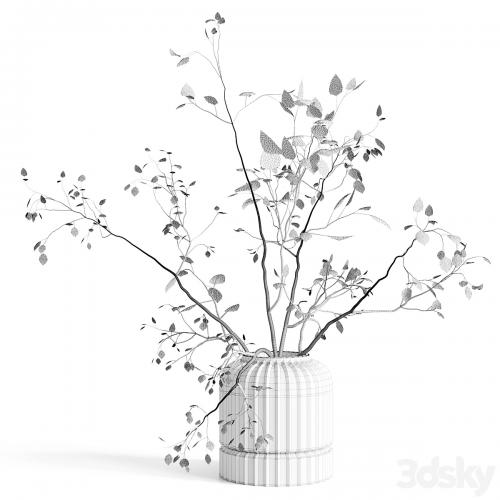 Branches plant with galss vase white - bouquet 22