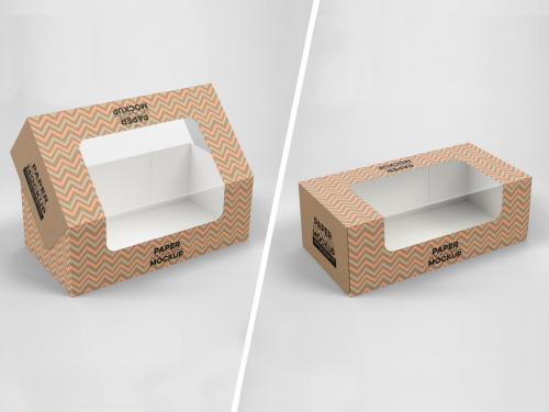 Paper Loaf Box Mockup with 2 Back View Options - 384828327