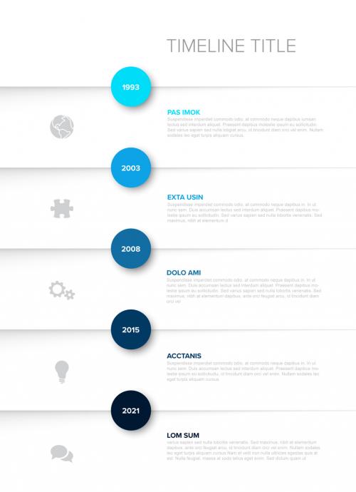 Minimalistic Vertical Timeline Layout with Circle Icons on Paper Folds - 384831429