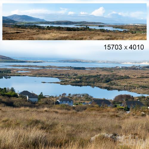 Autumn panorama. Northern Ireland. View of the mountains and the bay.