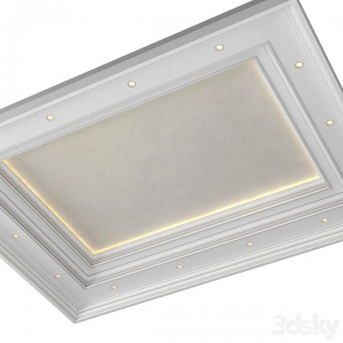 Art Deco coffered illuminated ceiling.Modern coffered illuminated ceiling