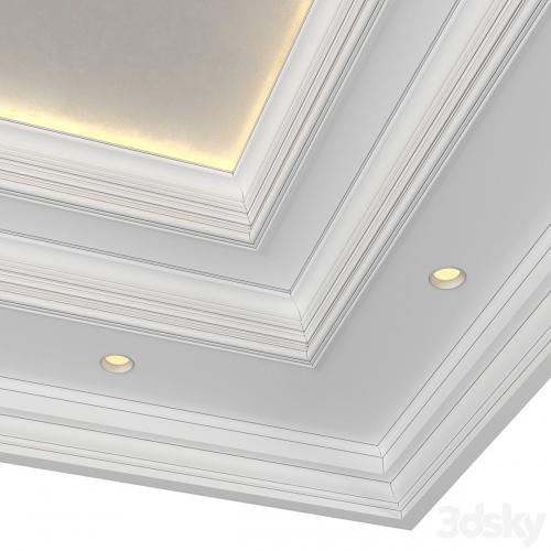 Art Deco coffered illuminated ceiling.Modern coffered illuminated ceiling