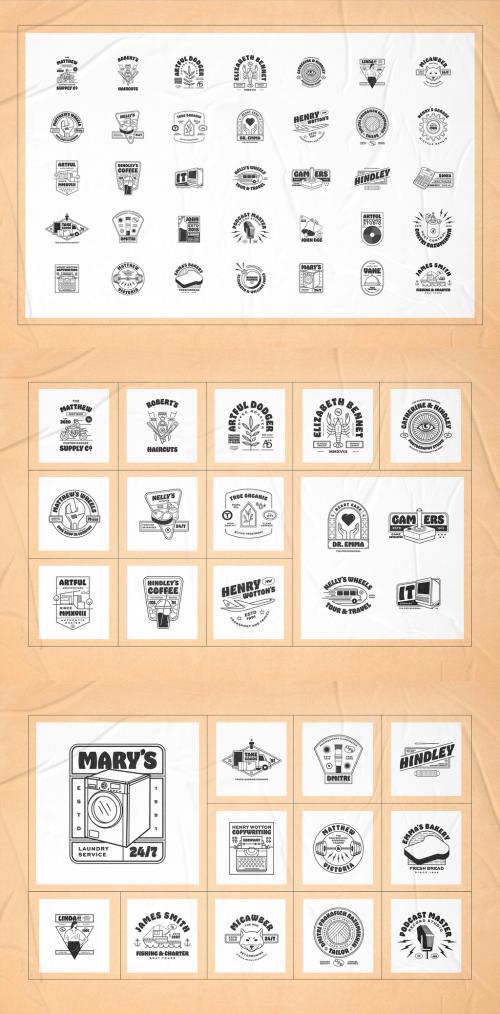 Retro Illustration Logo Badges - 385134170