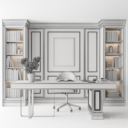 Classic Boss Desk and Library Set - Office Furniture 277