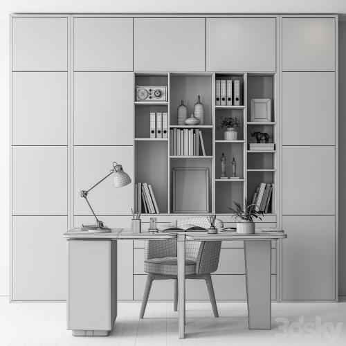 Home Office Desk and Library Gray Set - Office Furniture 286