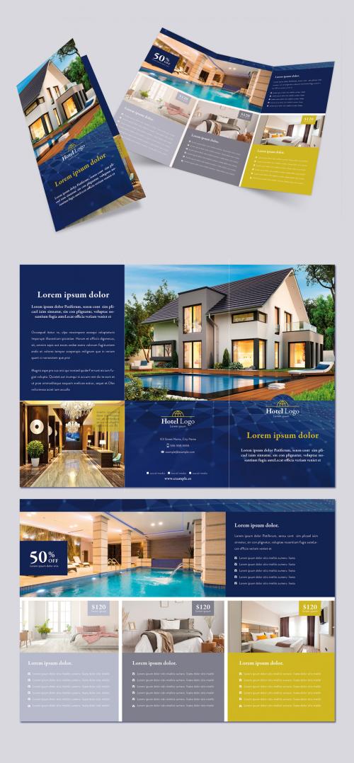 Luxury Hotel Brochure Trifold Layout - 385326790