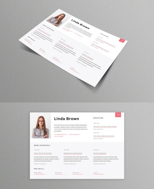 Clean Horizontal Resume Layout - 385352630