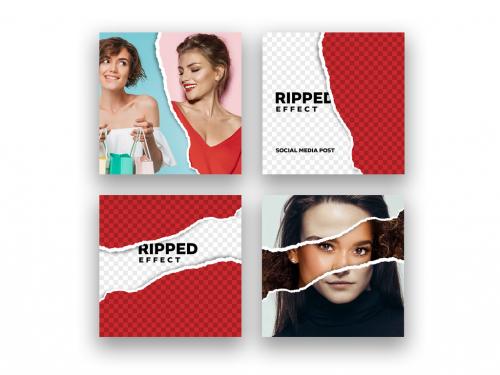 Ripped Paper Effect for Social Media Post Layout - 385551750