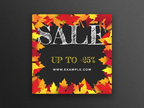 Sale Social Media Layout with Colored Leaves Illustration - 385551814