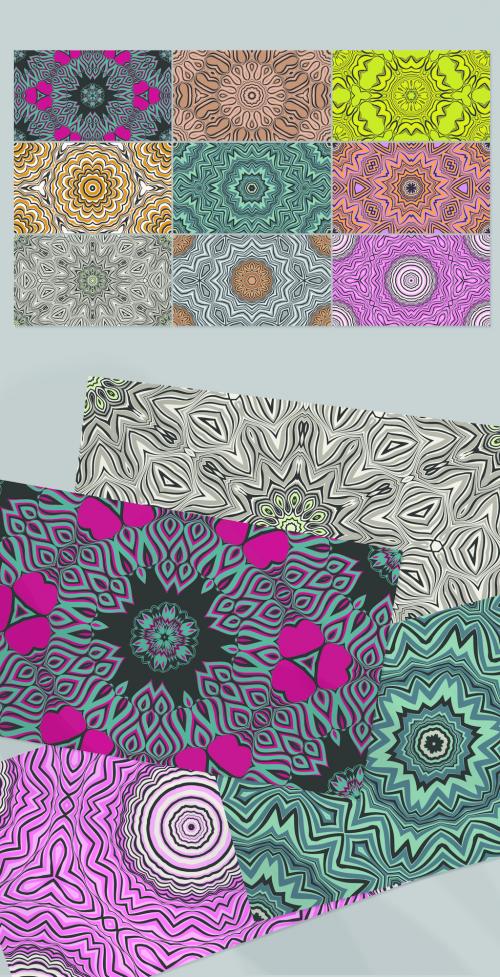 Seamless Pattern Collection with Mandala Ethic Motif - 385586192