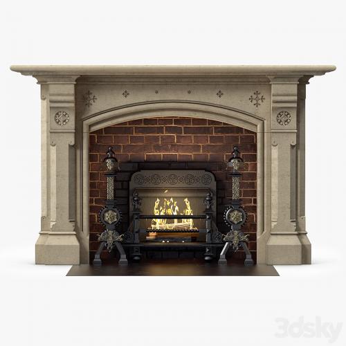 Westland London A Large Yorkstone Gothic Style Antique Fireplace Stock No 14223