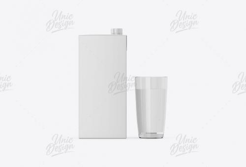 Milk Carton & Glass Mockup